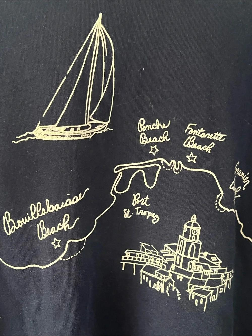 J.crew Navy Blue Tropéz Map Print Tee. Size large .  Never worn but washed